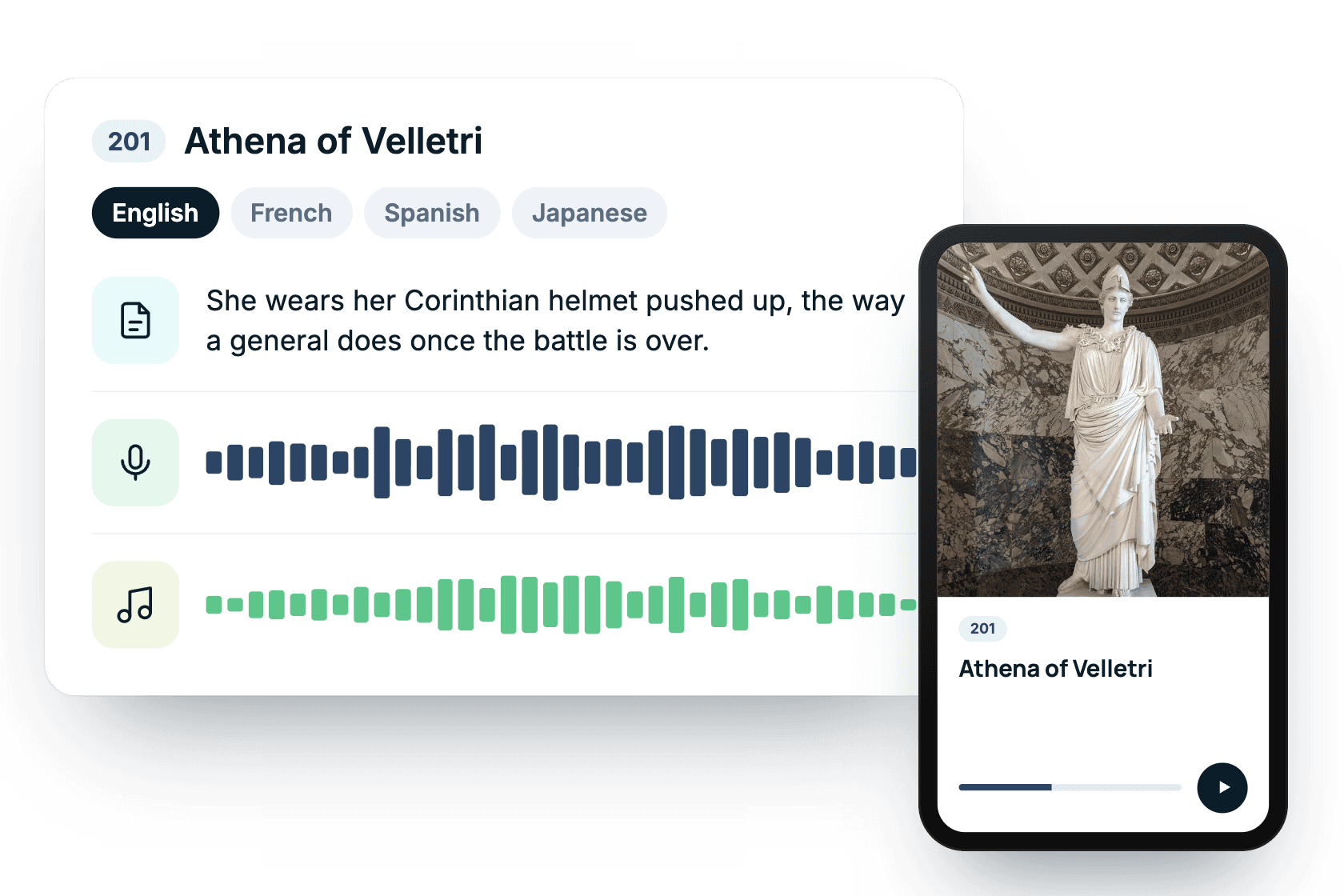 Museum audio guide content production for an exhibition visitor